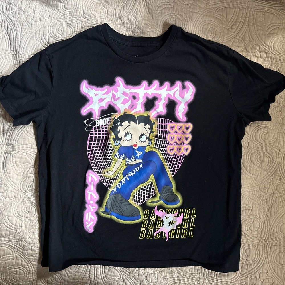 Betty Boop Shirt X Large Womens Fleischer Studios Black Baby Girl